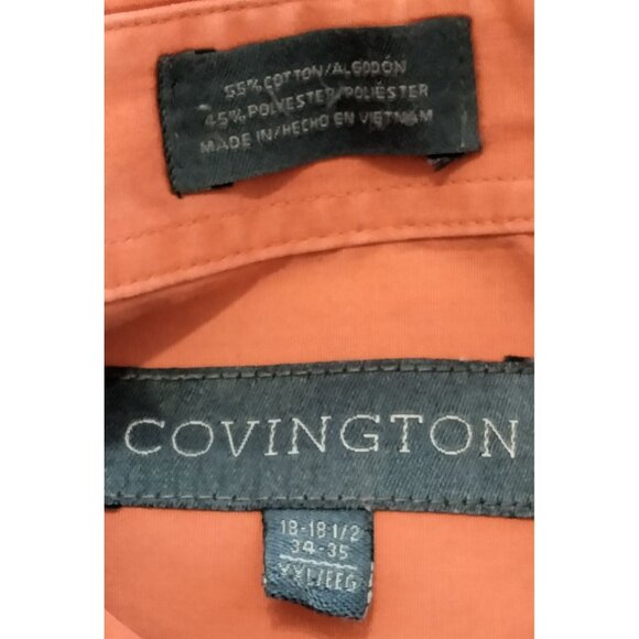 Covington Mens Button-Up Shirt 18-18.5 34/35 Big Tall Fit Orange Long Sleeve - Picture 6 of 7